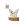 Bomboniera Battesimo Compleanno Lampada Led Farfalla Fatina Lilla Con Bag