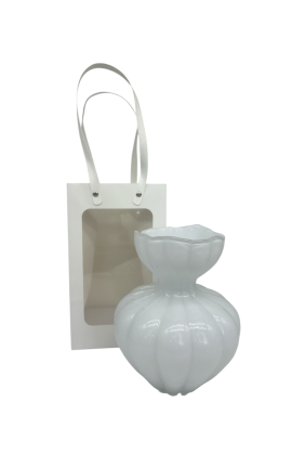 Bomboniera Matrimonio Vaso Vetro Bianco Con Bag