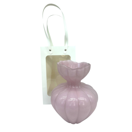 Bomboniera Matrimonio Vaso Vetro Rosa Con Bag