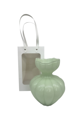 Bomboniera Matrimonio Vaso Vetro Verde Con Bag