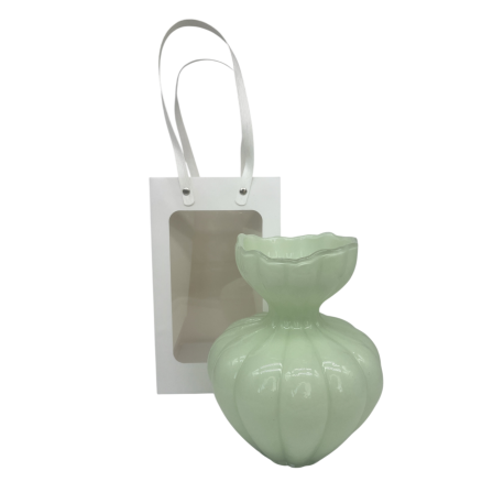 Bomboniera Matrimonio Vaso Vetro Verde Con Bag