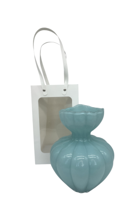 Bomboniera Matrimonio Vaso Vetro Turchese Con Bag