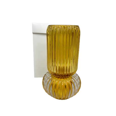 Bomboniera Matrimonio Comunione Compleanno Lampada Led Vaso Vetro Ambra Con Box