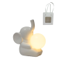 Bomboniera Battesimo Elefantino Lampada Led Porcellana Bianco Con Bag