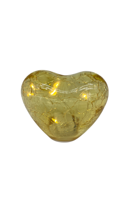 Bomboniera Matrimonio Comunione Compleanno Cuore Cuoricino Led in Vetro Crack Giallo