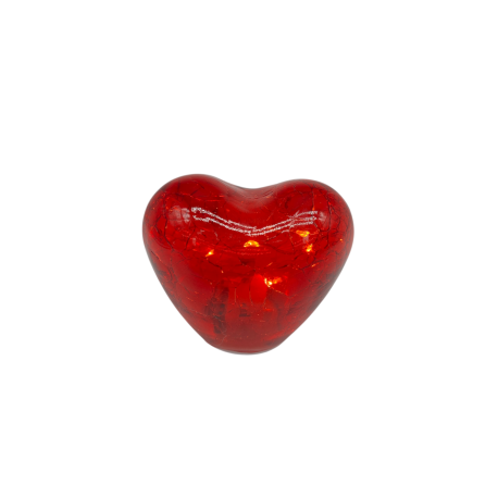 Bomboniera Matrimonio Comunione Compleanno Cuore Cuoricino Led in Vetro Crack Rosso