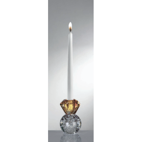 Bomboniera Matrimonio Candelabro Candeliere Cristallo Trasparente e Ambra Ranoldi