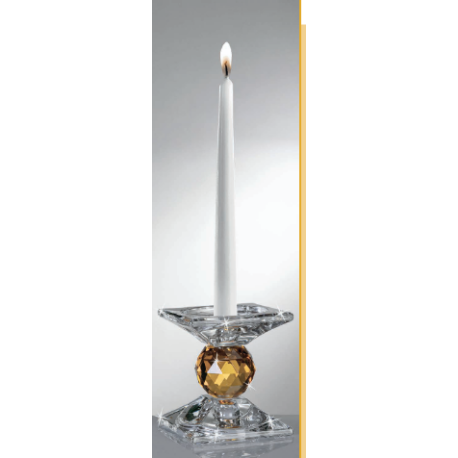 Bomboniera Matrimonio Candelabro Candeliere Cristallo Trasparente e Ambra Ranoldi