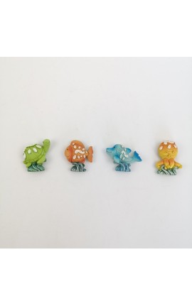 Animaletti in Resina Colorata Tema Marino Con Magnete 4 Ass.
