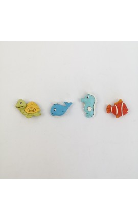 Animaletti in Resina Colorata Tema Marino Con Magnete 4 Ass.