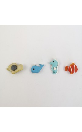 Animaletti in Resina Colorata Tema Marino Con Magnete 4 Ass.
