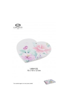 Bomboniera Matrimonio Sottopentola Forma Cuore Fiori Acquarel Floreale Con Box