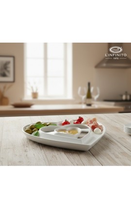 Bomboniera Matrimonio Antipastiera Cuore Traforato in Porcellana Bianca Con Box