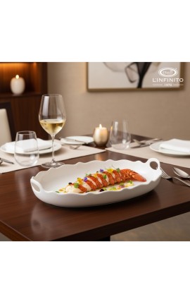 Bomboniera Matrimonio Vassoio Ovale in Porcellana Bianca Con Box