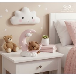Bomboniera Battesimo Compleanno Teddy Orsetto Su Luna Rosa Con Box