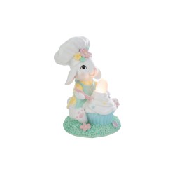 Bomboniera Coniglio Chef Pasqua Resina Led