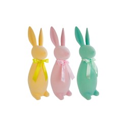 Coniglio Plastica Floccato 3 Colori Assortiti 21x23xh.69 CM