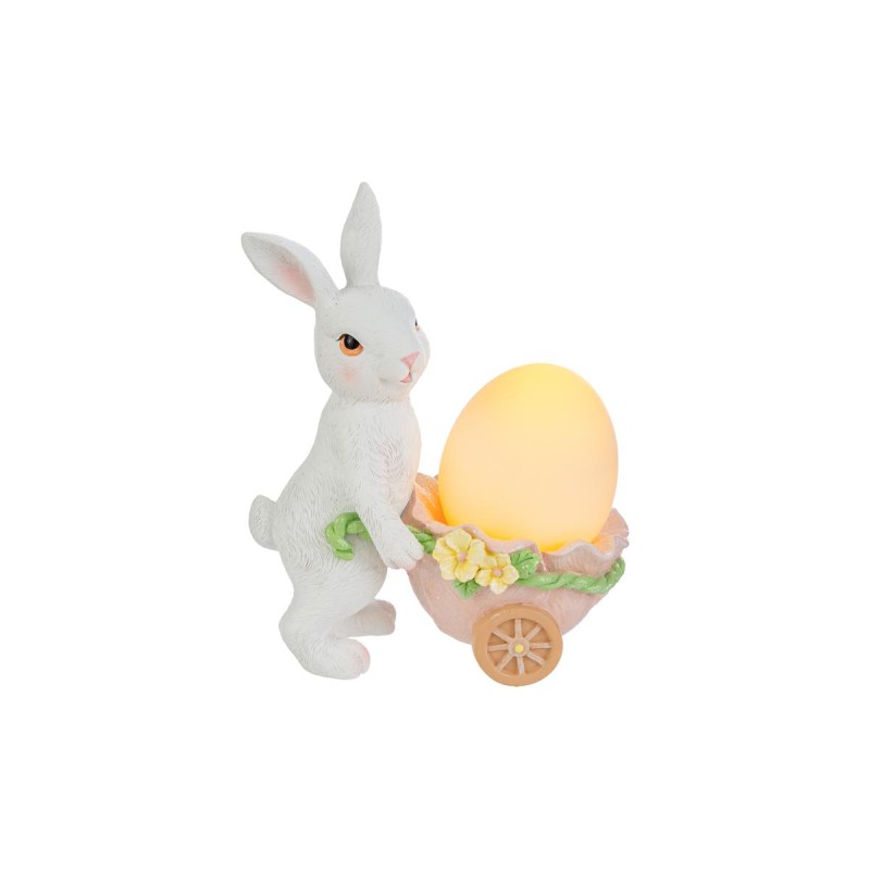 Bomboniera Battesimo Compleanno Coniglio Pasqua Resina Con Uovo Led