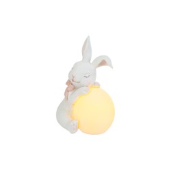 Bomboniera Battesimo Compleanno Coniglio Pasqua Resina Con Uovo Led
