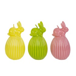 Bomboniera Battesimo Compleanno Candela Uovo Coniglio 3 Colori Assortiti 5xh.11CM