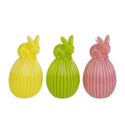 Bomboniera Battesimo Compleanno Candela Uovo Coniglio 3 Colori Assortiti 5xh.11CM