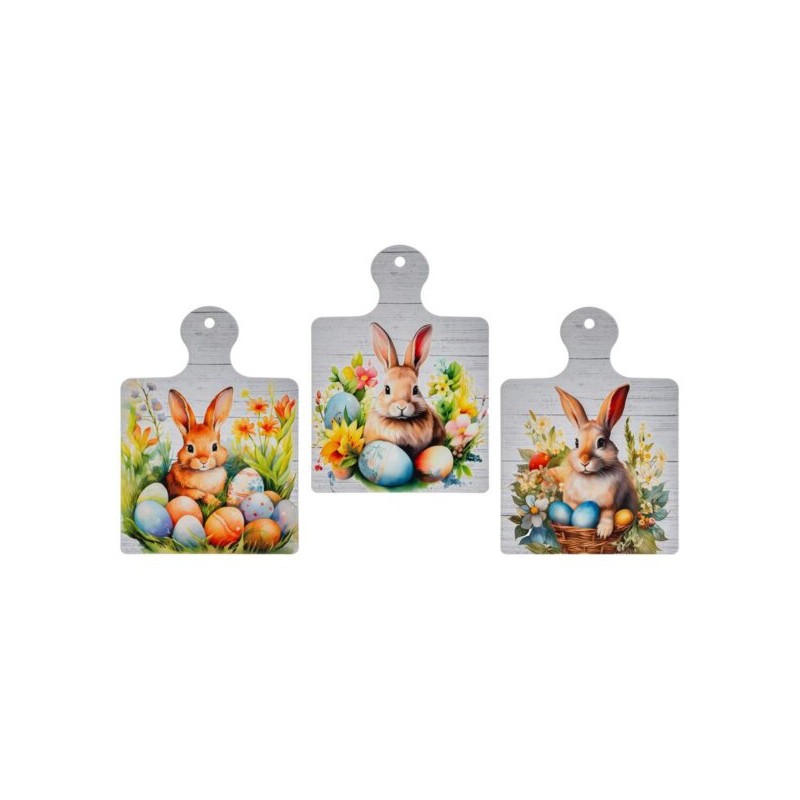 Bomboniera Battesimo Compleanno Poggiapentola Coniglietti 3 Assortiti Con Box