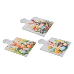 Bomboniera Battesimo Compleanno Poggiapentola Coniglietti 3 Assortiti Con Box