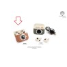 Bomboniera Matrimonio Comunione Compleanno Auricolari Bluetooth Fotocamera Retro Marroni Con Box