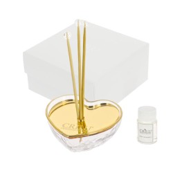 Bomboniera Matrimonio Comunione Compleanno Profumatore Diffusore Cuore Oro Specchiato Con Astuccio