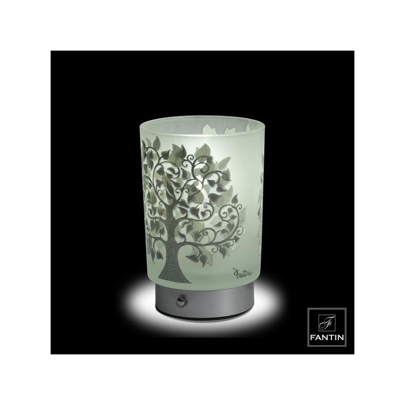 Bomboniera Matrimonio Comunione Lampada Vetro Albero Della Vita Ricaricabile H.15,5 Cm Con Box Fantin