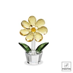 Bomboniera Matrimonio Comunione Fiore Cristallo Giallo Con Box Fantin