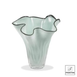 VASO VETRO FAZZOLETTO VERDE CM. Ø24XH26  FANTIN ARGENTI