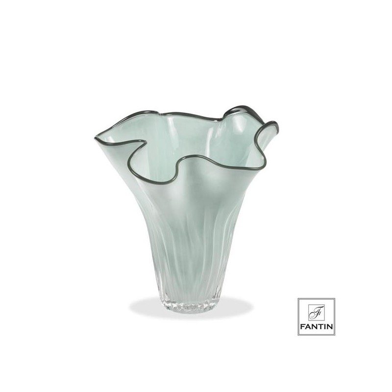VASO VETRO FAZZOLETTO VERDE CM. Ø24XH26  FANTIN ARGENTI