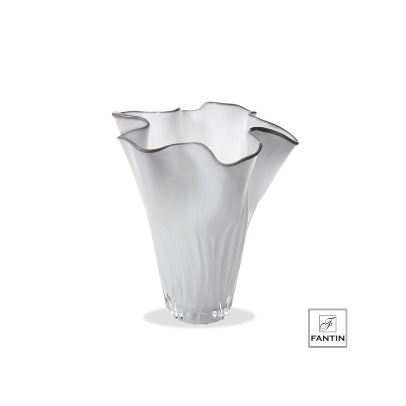 VASO VETRO FAZZOLETTO BIANCO CM. Ø27XH30 FANTIN ARGENTI
