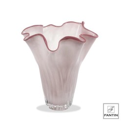 VASO VETRO FAZZOLETTO ROSA CM. Ø27XH30  FANTIN ARGENTI