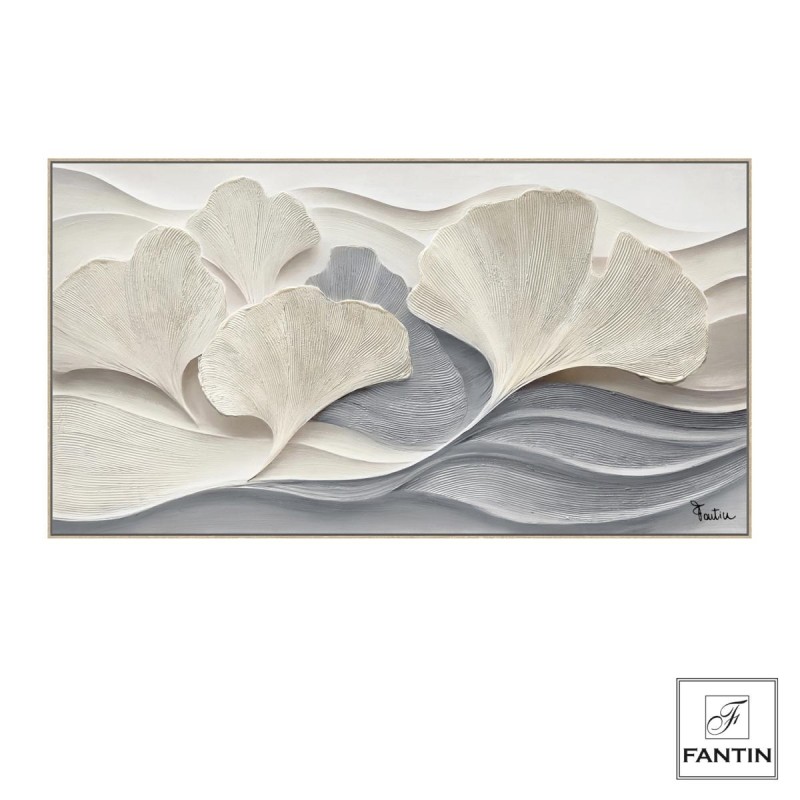 QUADRO CON CORNICE ONDE DI GINKGO CM. 150X80 Fantin Argenti