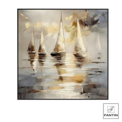 QUADRO CON CORNICE VELE DORATE CM.100X100  Fantin Argenti
