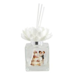 Bomboniera Matrimonio Profumatore Diffusore 100 ml Torta Sposi Con Fiore Peonia 3D