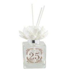 Bomboniera Matrimonio Profumatore Diffusore 100 ml 25° Anniversario Con Fiore Peonia 3D