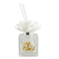 Bomboniera Comunione Profumatore Diffusore 100 ml Calice Comunione Con Fiore Peonia 3D
