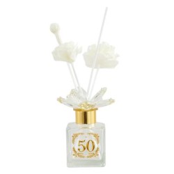 Bomboniera Matrimonio Anniversario Profumatore Diffusore 100 ml 50° Anniversario Con Fiore in Cristallo