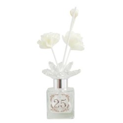 Bomboniera Matrimonio Anniversario Profumatore Diffusore 100 ml 25° Anniversario Con Fiore in Cristallo
