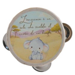 Bomboniera Battesimo Compleanno Tamburello Con Zebra 10 Cm