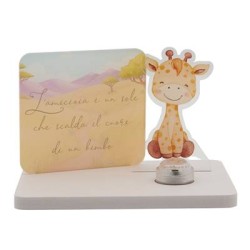 Bomboniera Battesimo Compleanno Giraffa Con Base Led e Targhetta