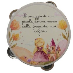 Bomboniera Battesimo Compleanno Tamburello Con Principessa 15 Cm
