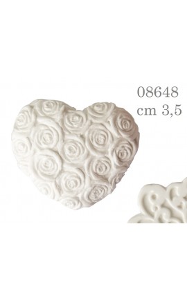Gessetto Decorativo Cuore con Rose 3,5 cm