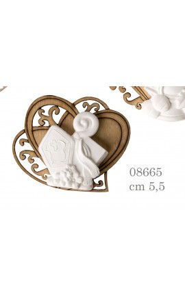 Gessetto Decorativo Cresima Dettaglio in Legno Cuore 5,5 cm