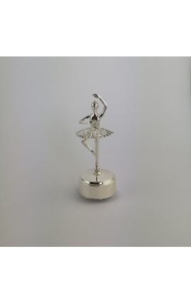 Carillon Ballerina in Metallo Silver trattato con Cristalli e Box