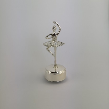 Carillon Ballerina in Metallo Silver trattato con Cristalli e Box