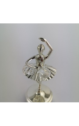 Carillon Ballerina in Metallo Silver trattato con Cristalli e Box